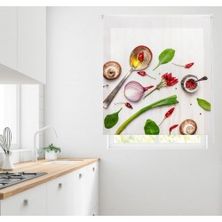 Happystor HSCC91029 Estor Enrollable Estampado Digital Cocina Tejido Traslúcido